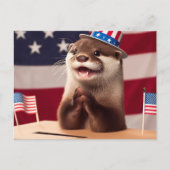 Schattige Otter Patriottische Stemmen Stembus Briefkaart (Voorkant)