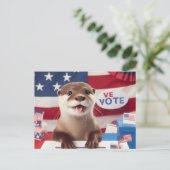 Schattige Otter Patriottische Stemming Briefkaart (Staand voorkant)