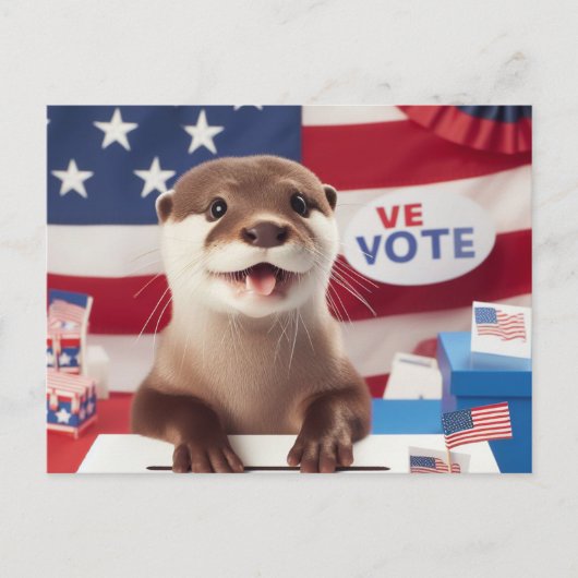 Schattige Otter Patriottische Stemming Briefkaart (Voorkant)