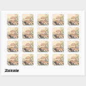 Schattige Otter Rustend op Holle Boomstam Vierkante Sticker (Vel)