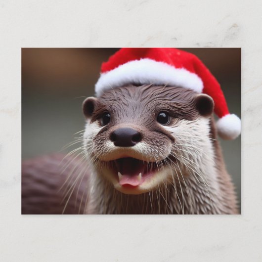 Schattige Otter Santa Hat Briefkaart (Voorkant)