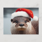 Schattige Otter Santa Hat Briefkaart (Voorkant)