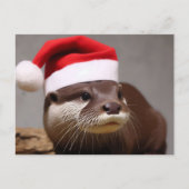 Schattige Otter Santa Hat Briefkaart (Voorkant)