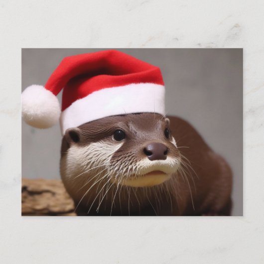 Schattige Otter Santa Hat Briefkaart (Voorkant)