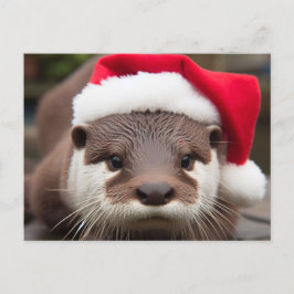 Schattige Otter Santa Hat Briefkaart