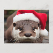Schattige Otter Santa Hat Briefkaart (Voorkant)