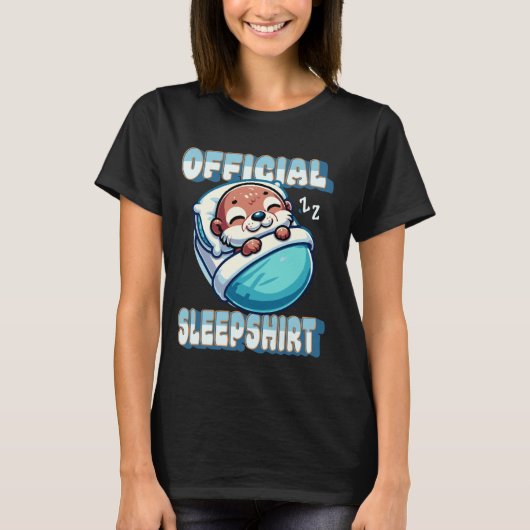 Schattige Otter Slaapkussen Officiële Slaap Shirt  (Voorkant)