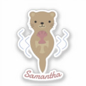 Schattige Otter Square Sticker (Voorkant)