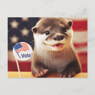 Schattige otter stemming patriottisch briefkaart