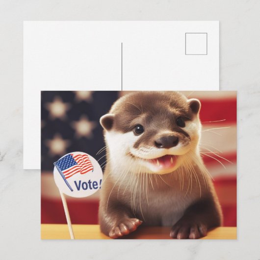Schattige otter stemming patriottisch briefkaart (Voorkant / Achterkant)
