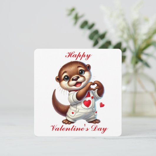 Schattige Otter - Valentijnsdag kaart (Staand voorkant)
