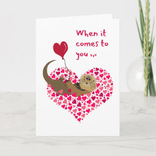 Schattige Otter Valentijnsdag Zwemmen in Harten Kaart