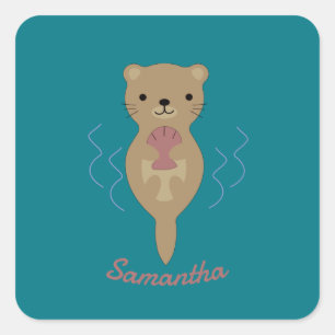 Schattige otter vierkante sticker