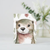 Schattige Otter Waterverf Briefkaart (Staand voorkant)