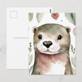 Schattige Otter Waterverf Briefkaart (Voorkant / Achterkant)