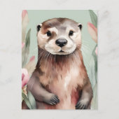 Schattige Otter Waterverf Briefkaart (Voorkant)