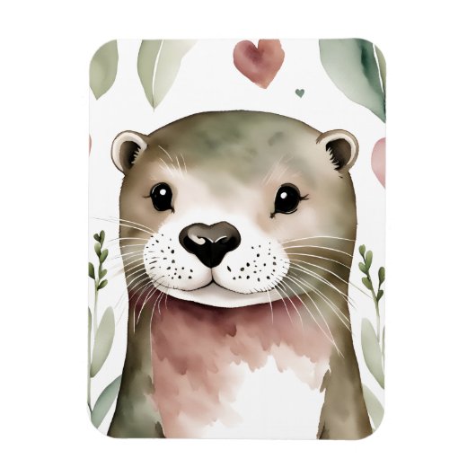 Schattige Otter Waterverf Magneet (Verticaal)