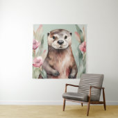 Schattige Otter Waterverf Wandkleed (In situ)