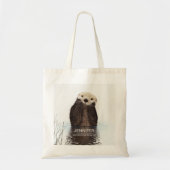 Schattige Otter Wildlife Afbeelding gepersonalisee Tote Bag (Voorkant)