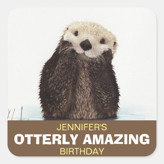 Schattige Otter Wildlife Afbeelding Ottly Amazing  Vierkante Sticker (Voorkant)