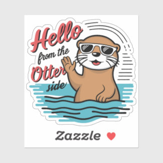 Schattige Otter Woordgrap Groet Van De Otter Kant Sticker