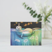 Schattige ottereenhoorn briefkaart (Staand voorkant)