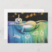 Schattige ottereenhoorn briefkaart (Voorkant / Achterkant)