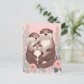 Schattige Otterfamilie Briefkaart (Staand voorkant)