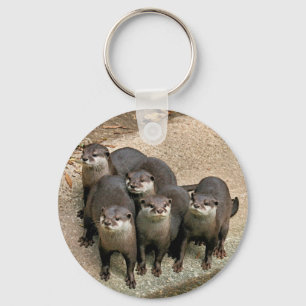 Schattige otterfamilie sleutelhanger