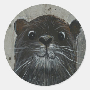 Schattige ottergezicht ronde sticker