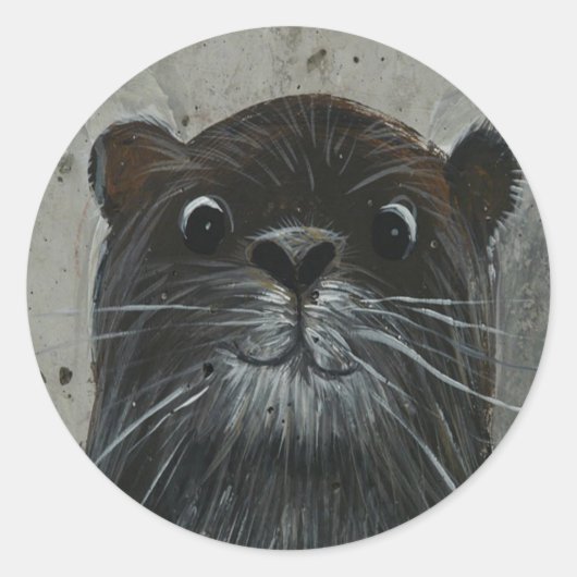 Schattige ottergezicht ronde sticker (Voorkant)