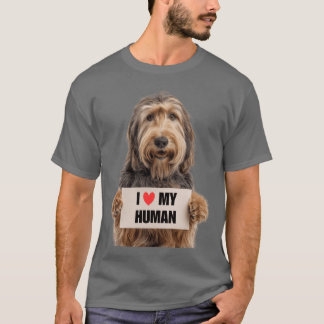 Schattige Otterhound-hond met bordje Ik hou van mi T-shirt