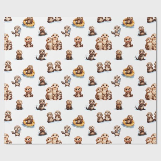 Schattige otters! cadeaupapier (Vlak)
