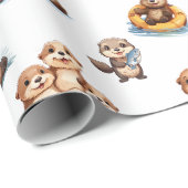 Schattige otters! cadeaupapier (Rol Hoek)