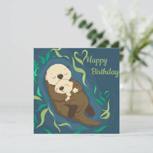 Schattige otters feestdagenkaart (Staand voorkant)