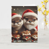 Schattige otters met Kerstbrownies Kaart (Gele Bloem)