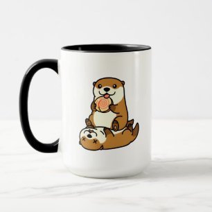 Schattige otters met lolly zoete cartoon dier kuns mok