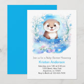 Schattige Otter's Oasis Waterverf Blue Boy Baby sh Kaart (Voorkant / Achterkant)