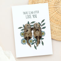 Schattige Otters Pun Denken Aan Jou Postkaart