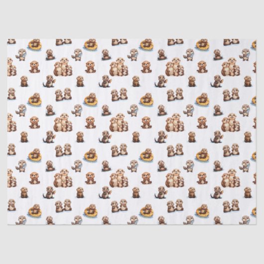 Schattige otters! tissuepapier (Voorkant)