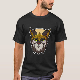 Schattige Oude Viking Koning Kat in een Kroon T-shirt
