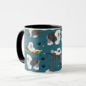 Schattige Oudengels Herdershond Patroon, Hondenlie Mok (Voorkant links)