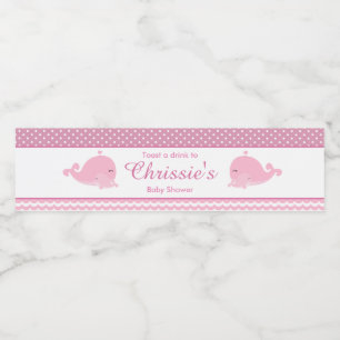 Schattige Ouder & Baby Walvis Roze Meisje Baby Waterfles Etiket