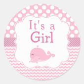 Schattige Ouder & Baby Walvis Roze Ronde Sticker (Voorkant)