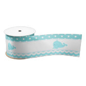 Schattige Ouder & Baby Whale Blue Boy Satijnen Lint (Spoel)