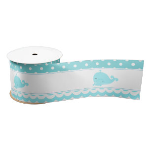 Schattige Ouder & Baby Whale Blue Boy Satijnen Lint