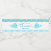 Schattige Ouder & Baby Whale Blue Boy Waterfles Etiket (Enkel label)