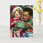 Schattige ouderwetse Kerstmis  Kaart (Gele Bloem)