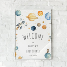 Schattige Outer Space Baby shower Welkom Poster