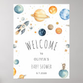 Schattige Outer Space Baby shower Welkom Poster (Voorkant)
